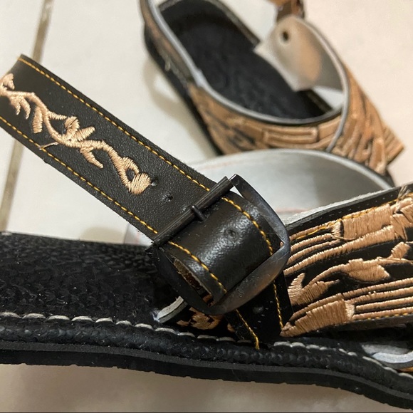 Mexican Huaraches Piteado Sandals Cross Strap Leather Handcrafted Hippie Boho - Picture 4 of 6